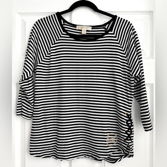 Michael Kors Tops - Michael Kors Black and White Striped Top EUC